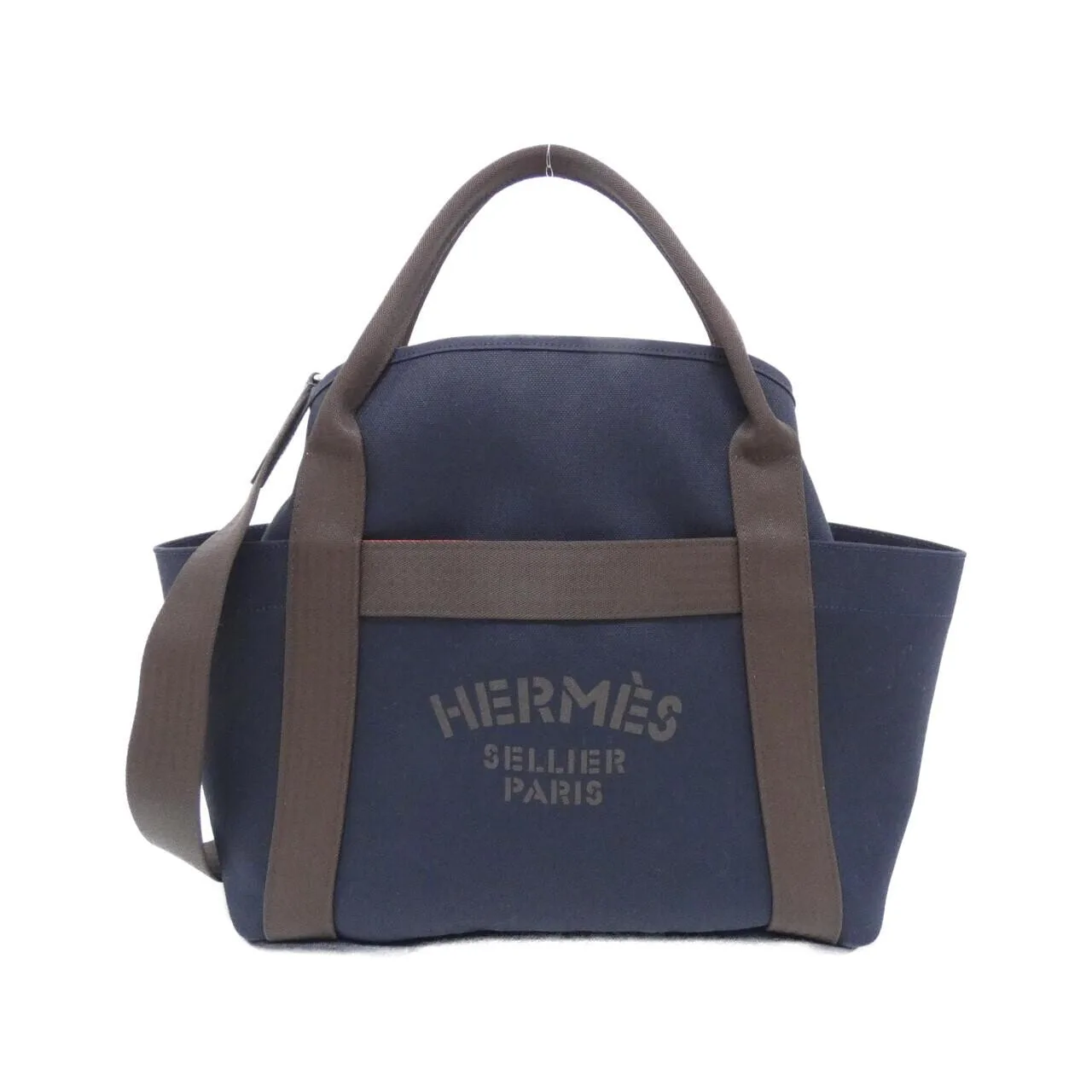 HERMES 068312CK Handbag Canvas Navy