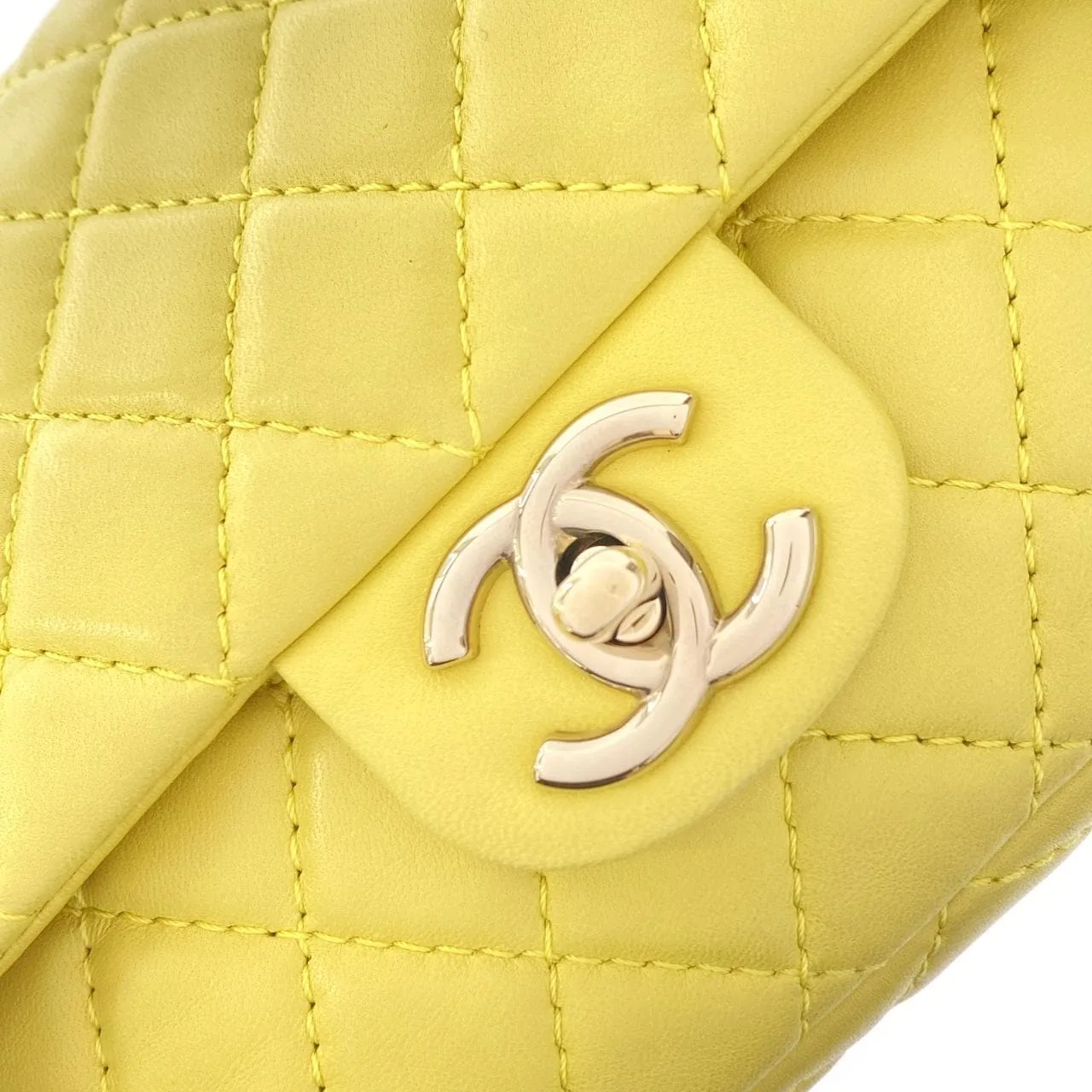 CHANEL Matelasse 1112 Shoulder Lambskin Yellow Lambskin Rank A - Thumbnail 5