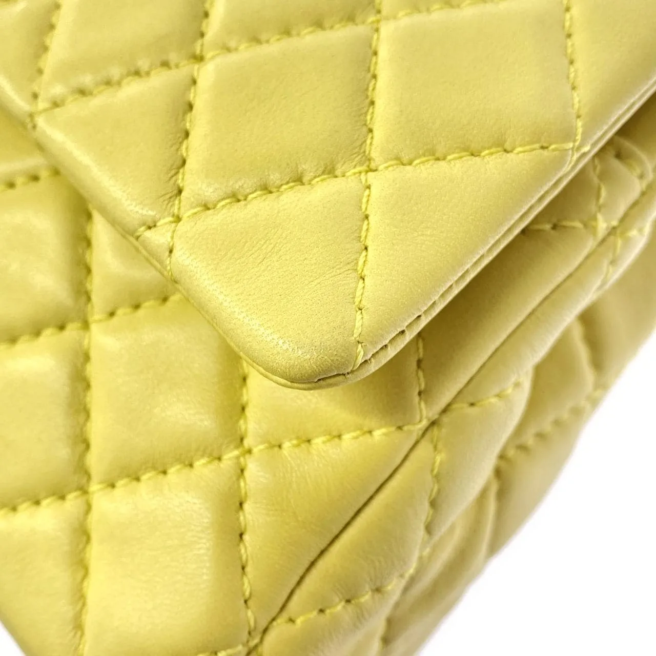 CHANEL Matelasse 1112 Shoulder Lambskin Yellow Lambskin Rank A - Thumbnail 6