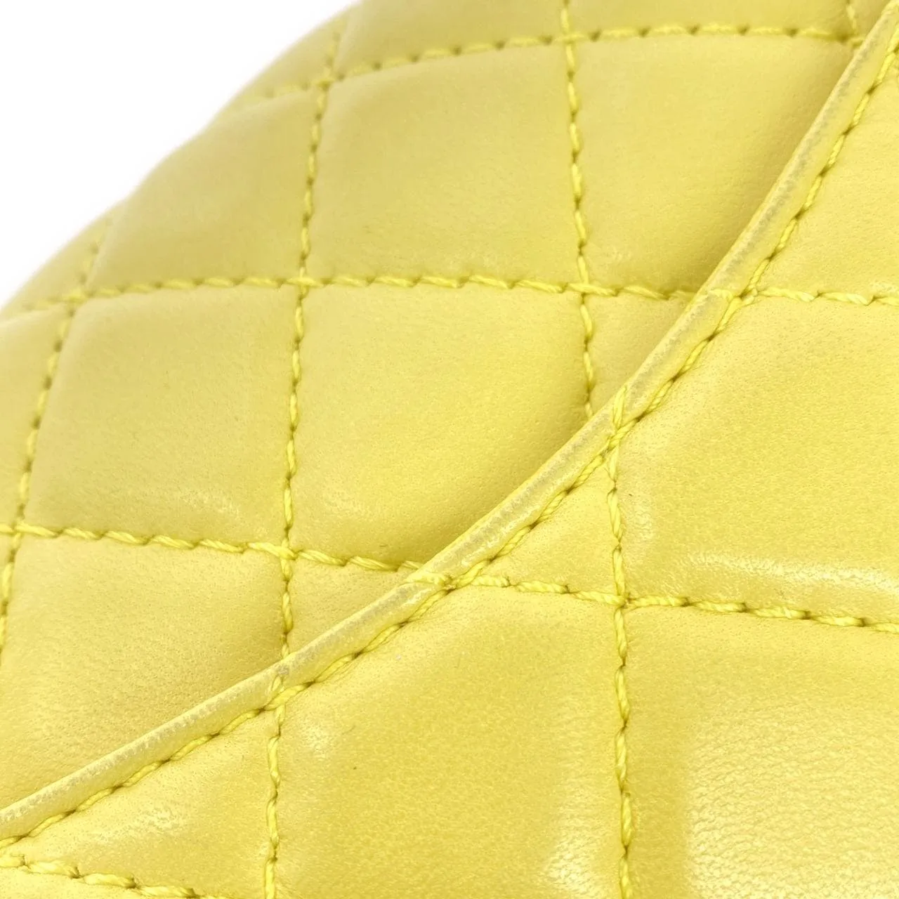 CHANEL Matelasse 1112 Shoulder Lambskin Yellow Lambskin Rank A - Thumbnail 7