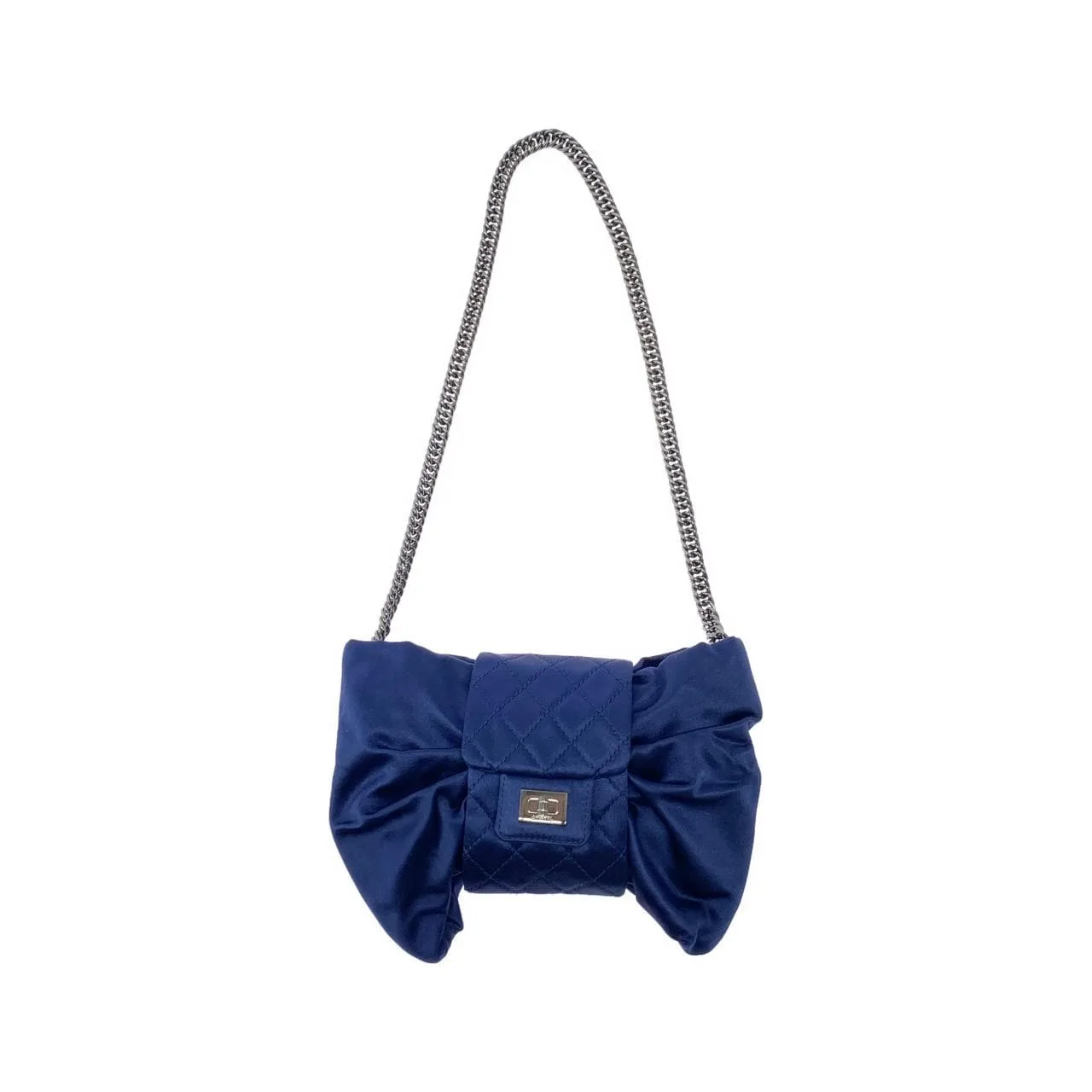 CHANEL 38445 Shoulder Satin Blue