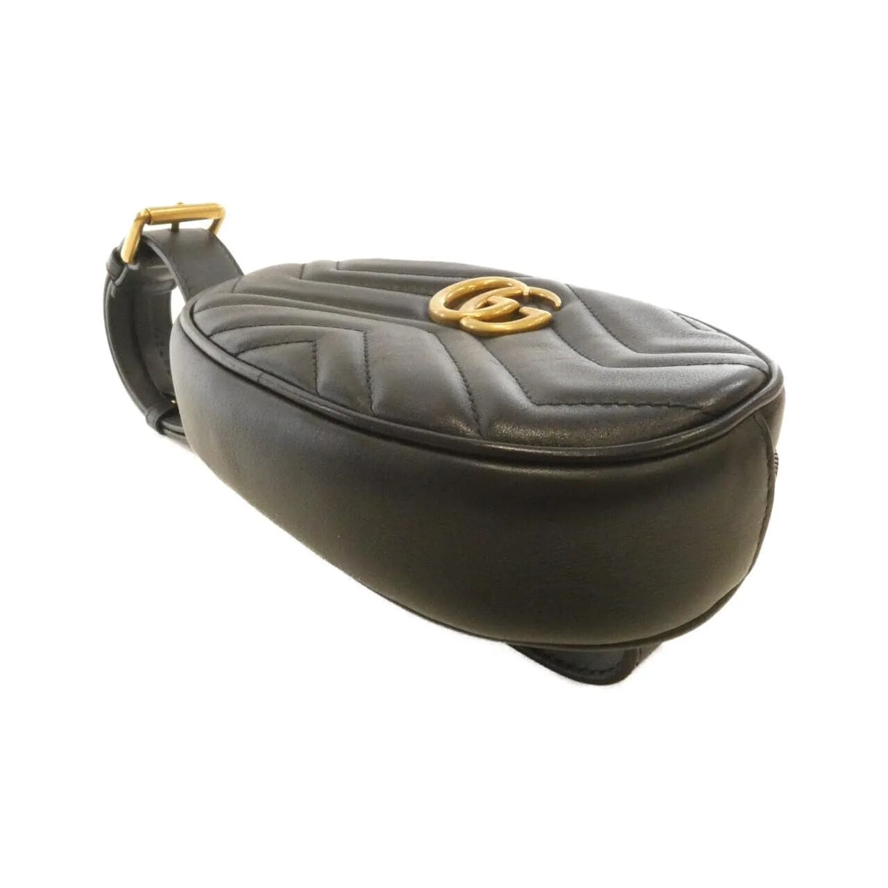 GUCCI GG Marmont 476434 DSVRT Belt Leather 黑色 皮革 中古品A - 縮圖 3