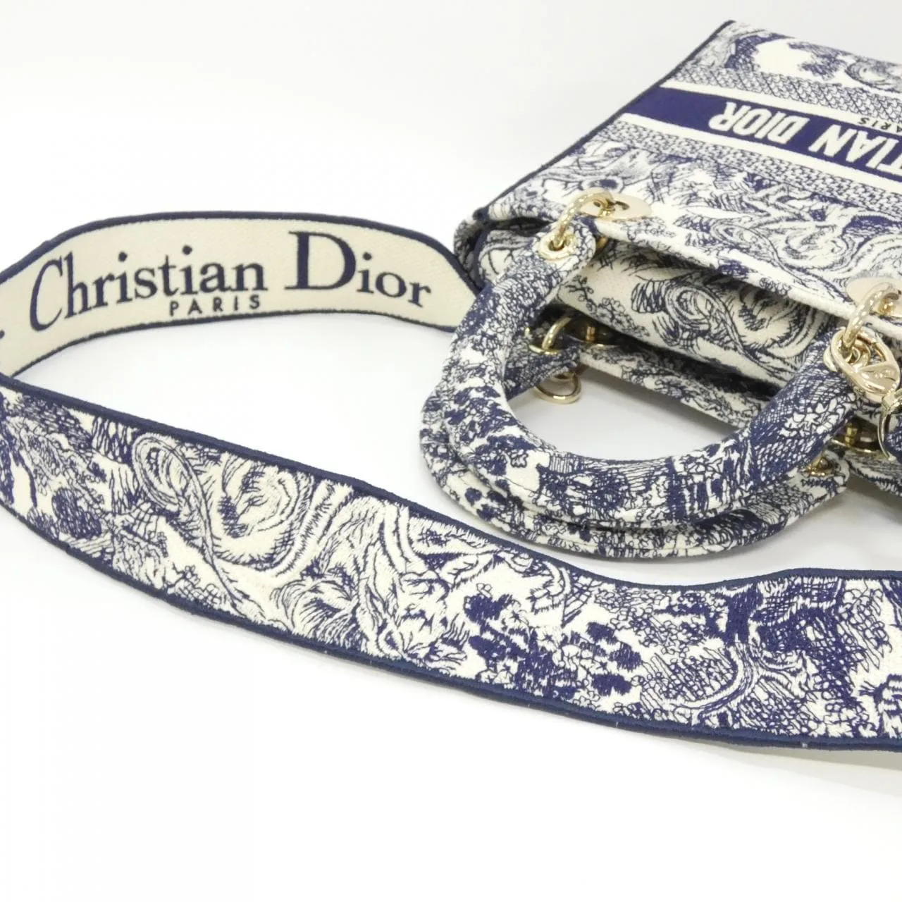 DIOR Lady Dior M0565OTDT Handbag Canvas 黑色 帆布 中古品A - 縮圖 7