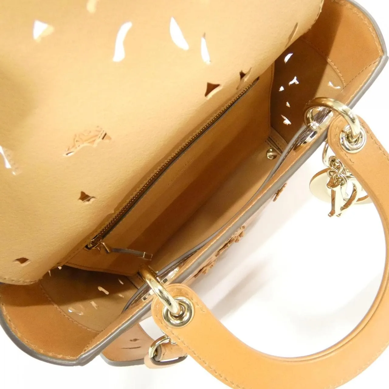 DIOR Lady Dior Handbag Leather 棕色 皮革 中古品A - 縮圖 9