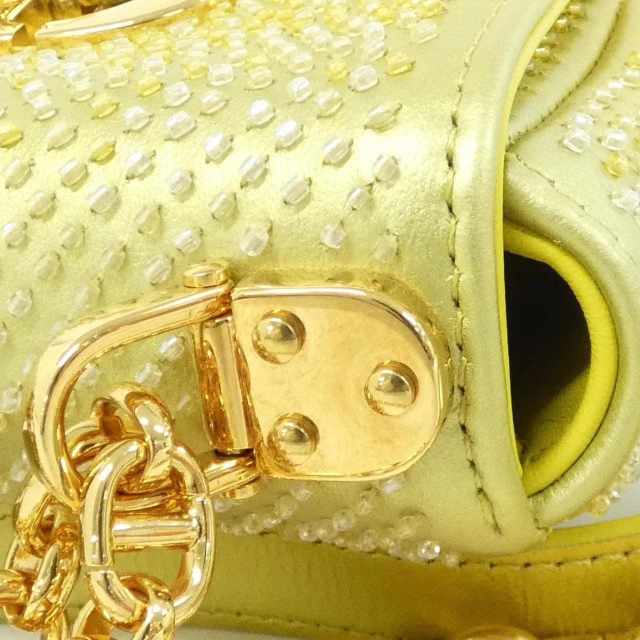 DIOR Caro Shoulder Leather 黃色 皮革 中古品A - 縮圖 6