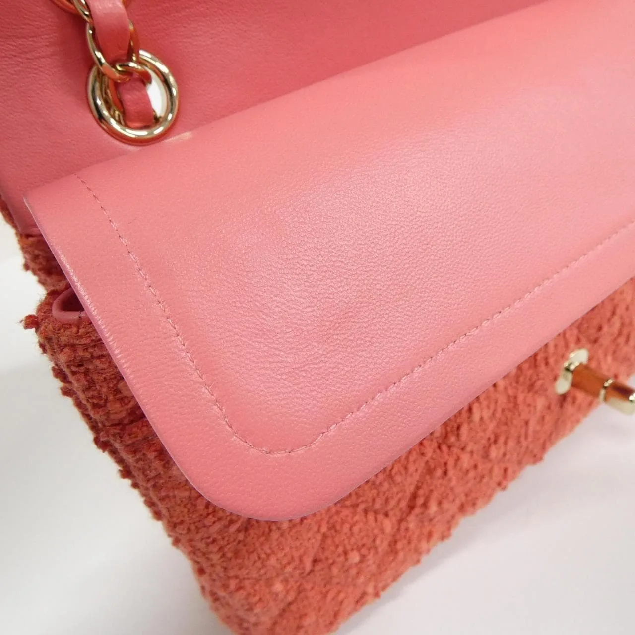 CHANEL Matelasse 1112 Shoulder Tweed Pink Tweed Rank A - Thumbnail 8