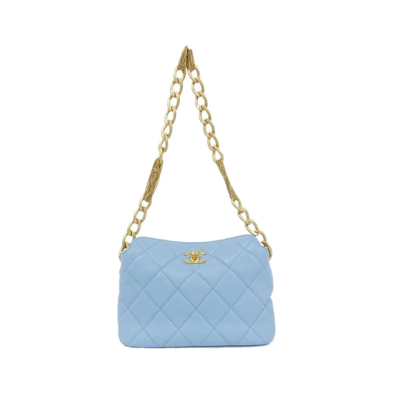 CHANEL Shoulder Lambskin Blue