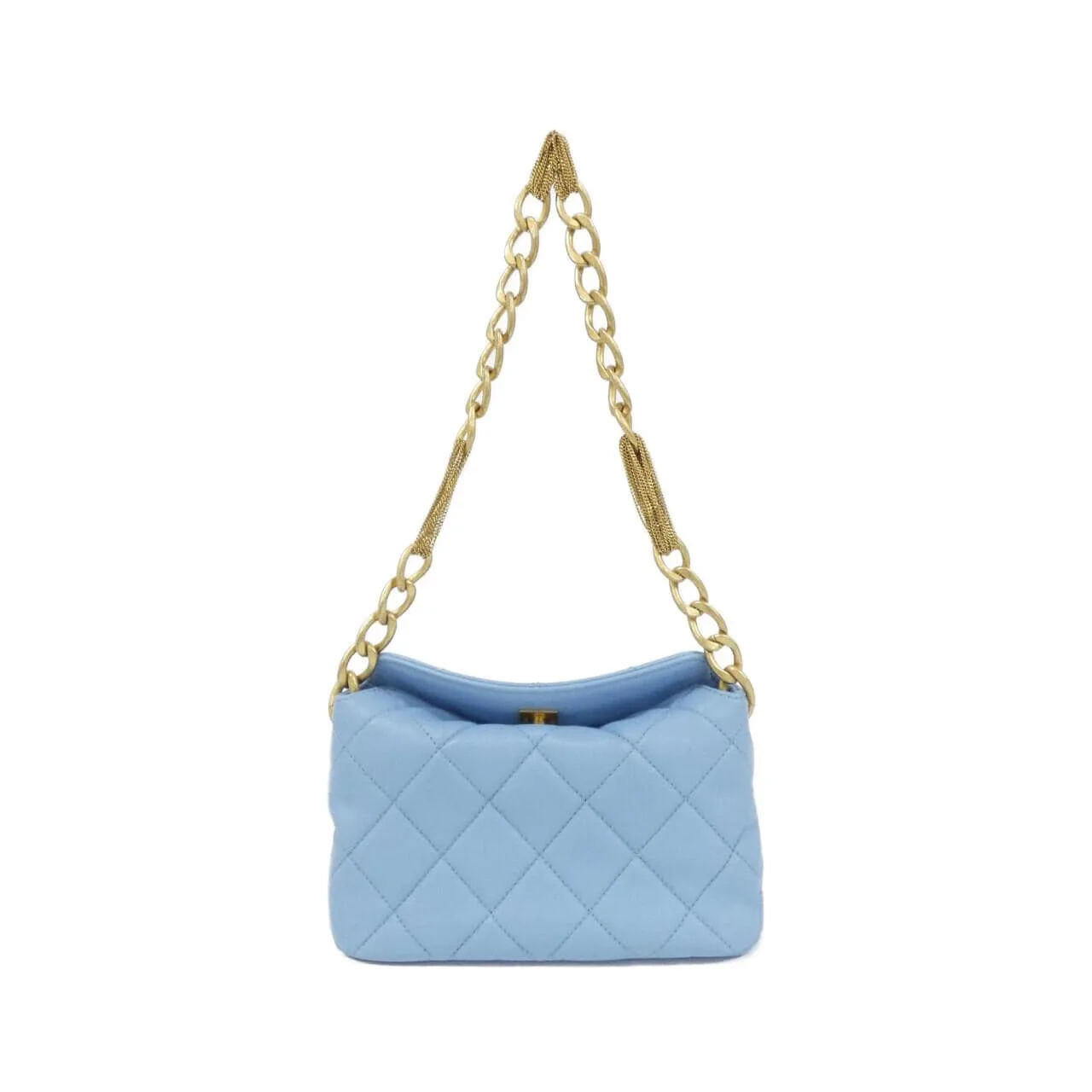 CHANEL Shoulder Lambskin Blue Lambskin Rank A - Thumbnail 2