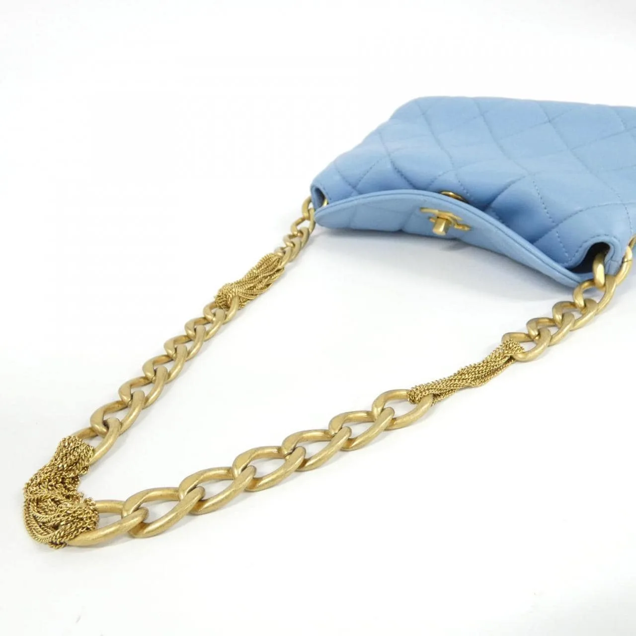 CHANEL Shoulder Lambskin Blue Lambskin Rank A - Thumbnail 7
