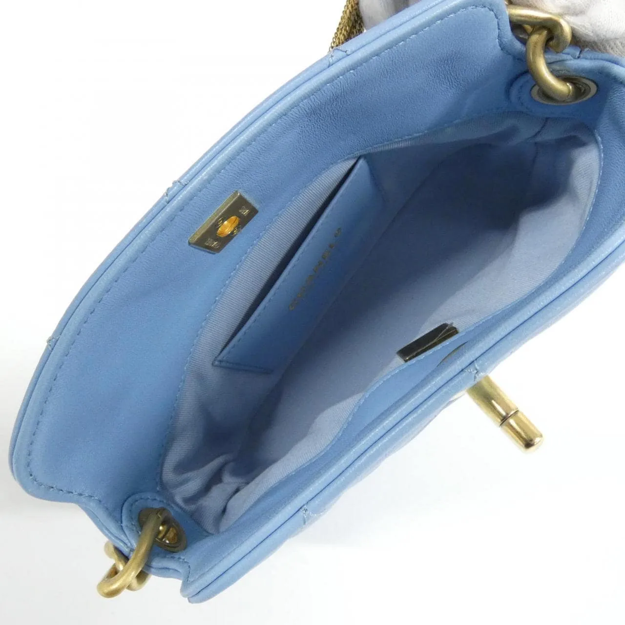 CHANEL Shoulder Lambskin Blue Lambskin Rank A - Thumbnail 8