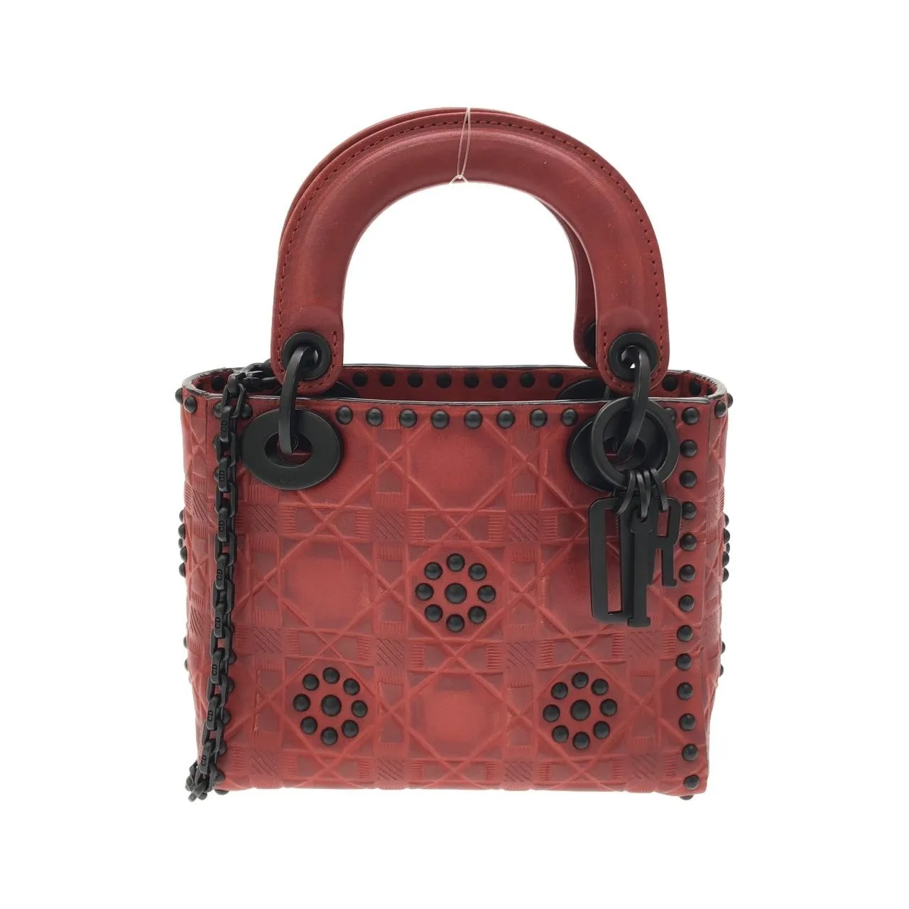 DIOR Lady Dior Handbag Leather Red