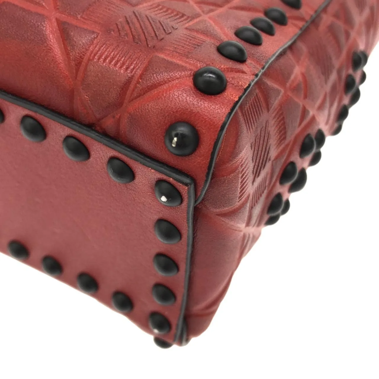 DIOR Lady Dior Handbag Leather 紅色 皮革 中古品A - 縮圖 2