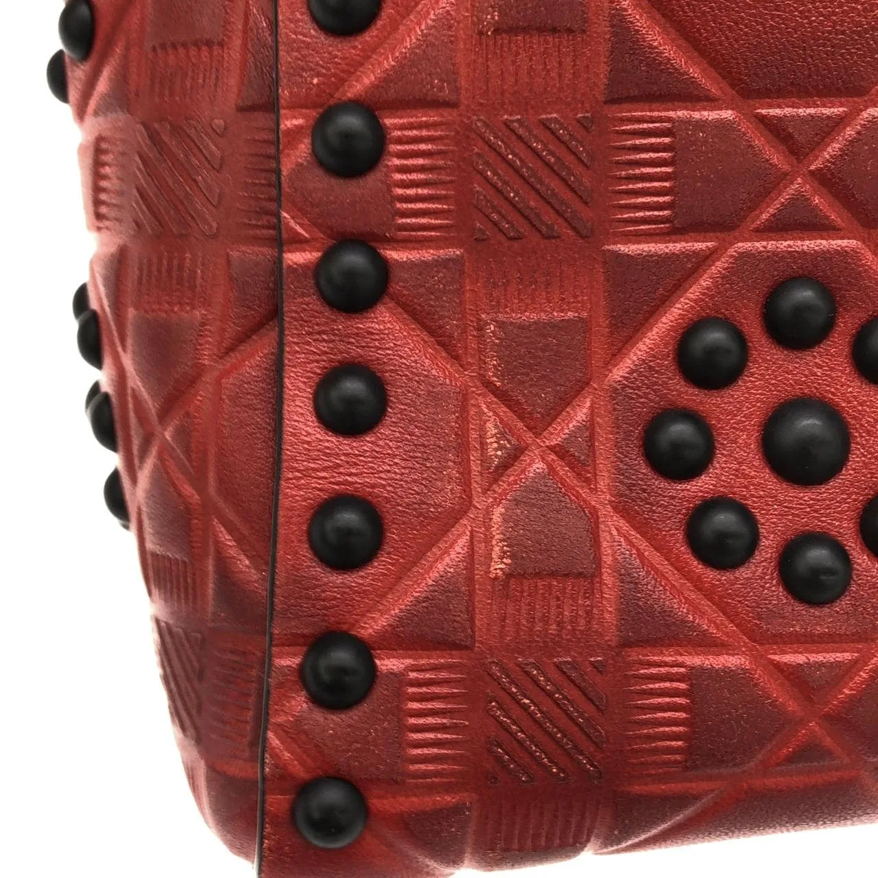 DIOR Lady Dior Handbag Leather 紅色 皮革 中古品A - 縮圖 4