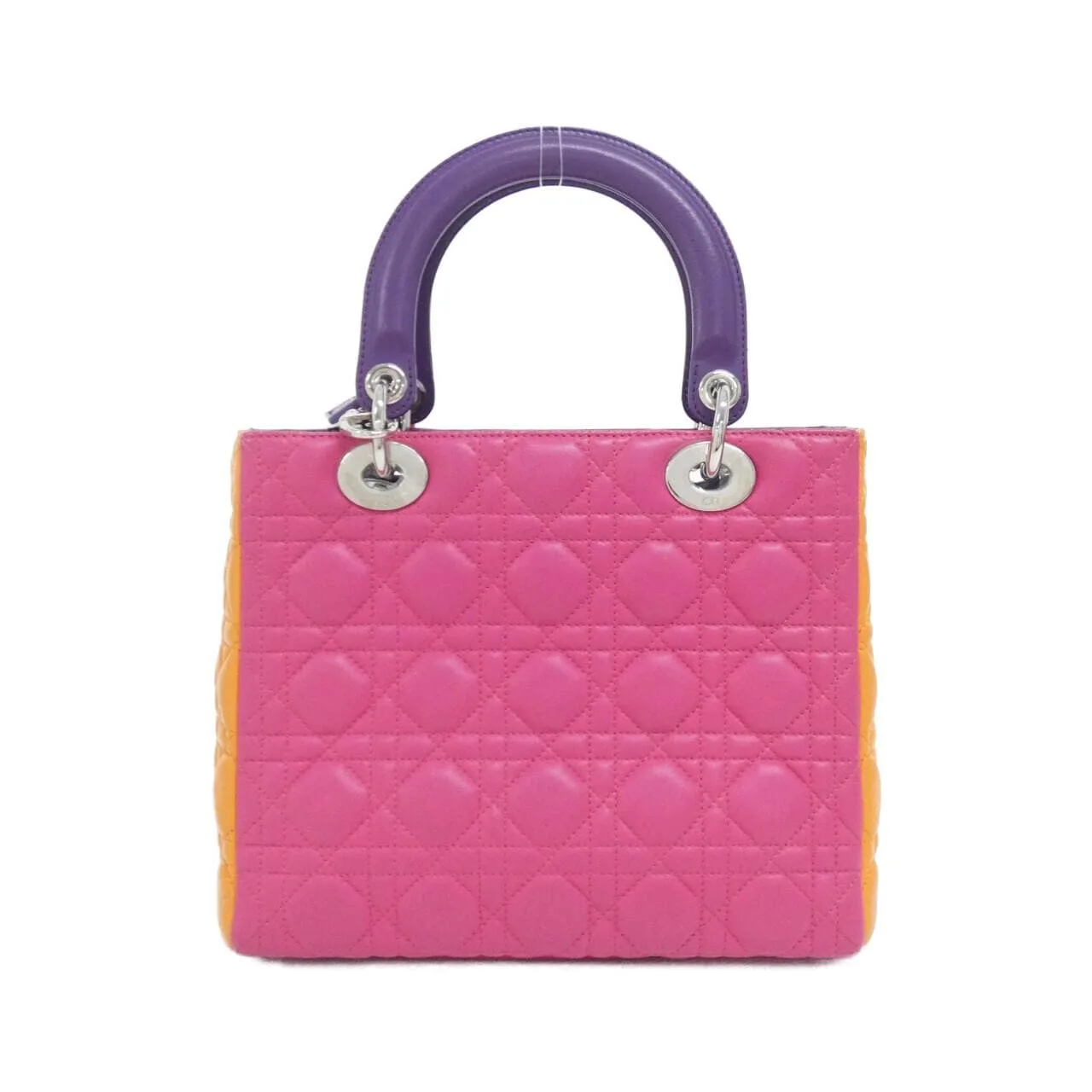 DIOR Lady Dior M0550PTRI 手提包 羊皮 橙色 羊皮 中古品A - 縮圖 2