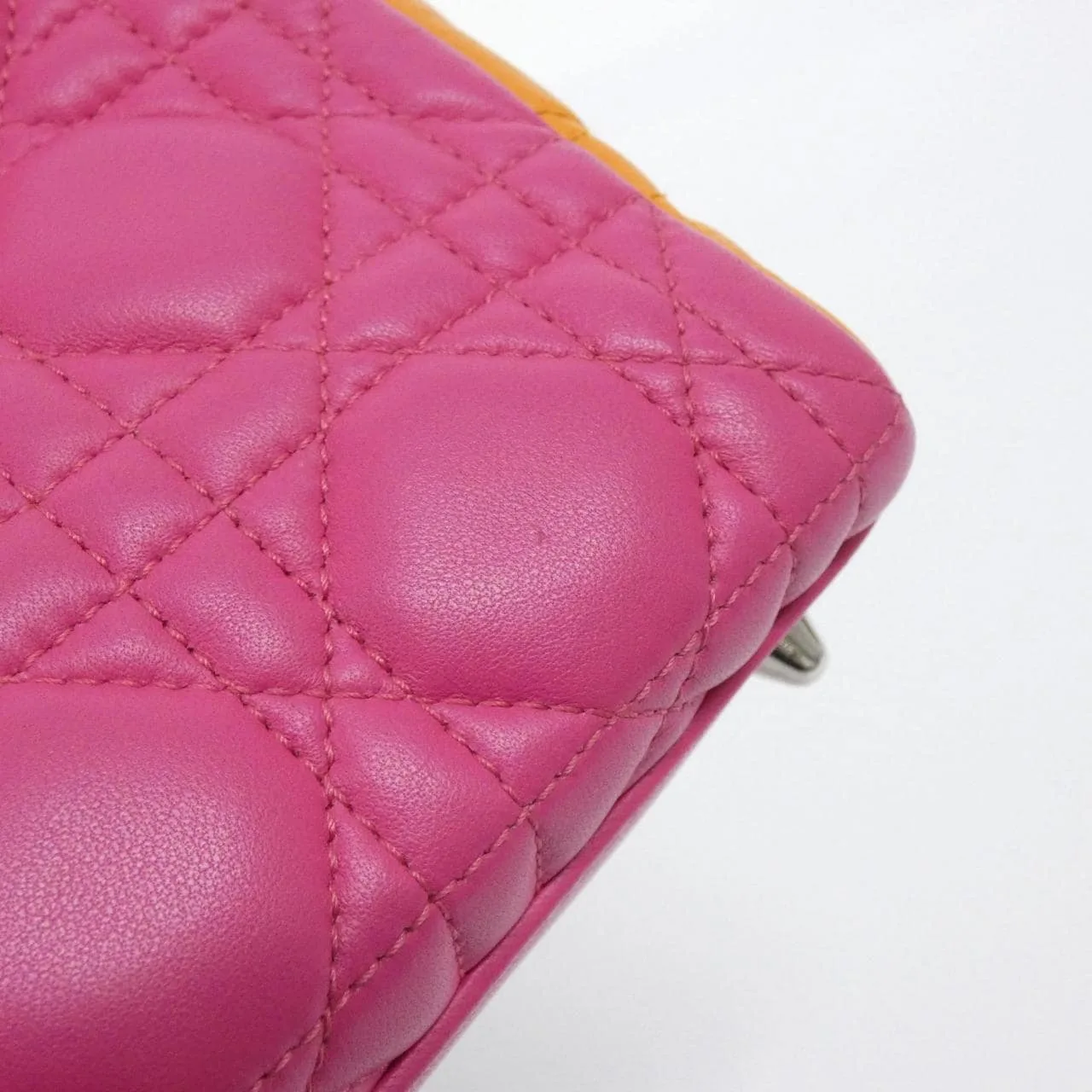 DIOR Lady Dior M0550PTRI 手提包 羊皮 橙色 羊皮 中古品A - 縮圖 5