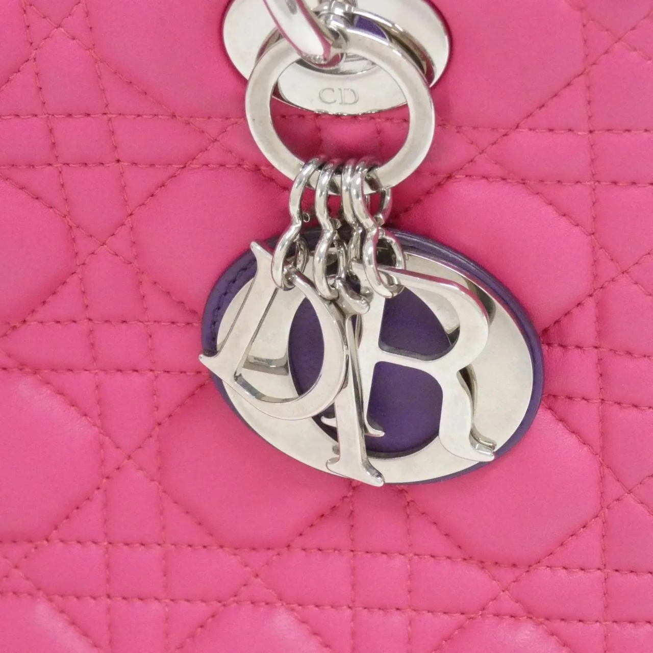 DIOR Lady Dior M0550PTRI 手提包 羊皮 橙色 羊皮 中古品A - 縮圖 7