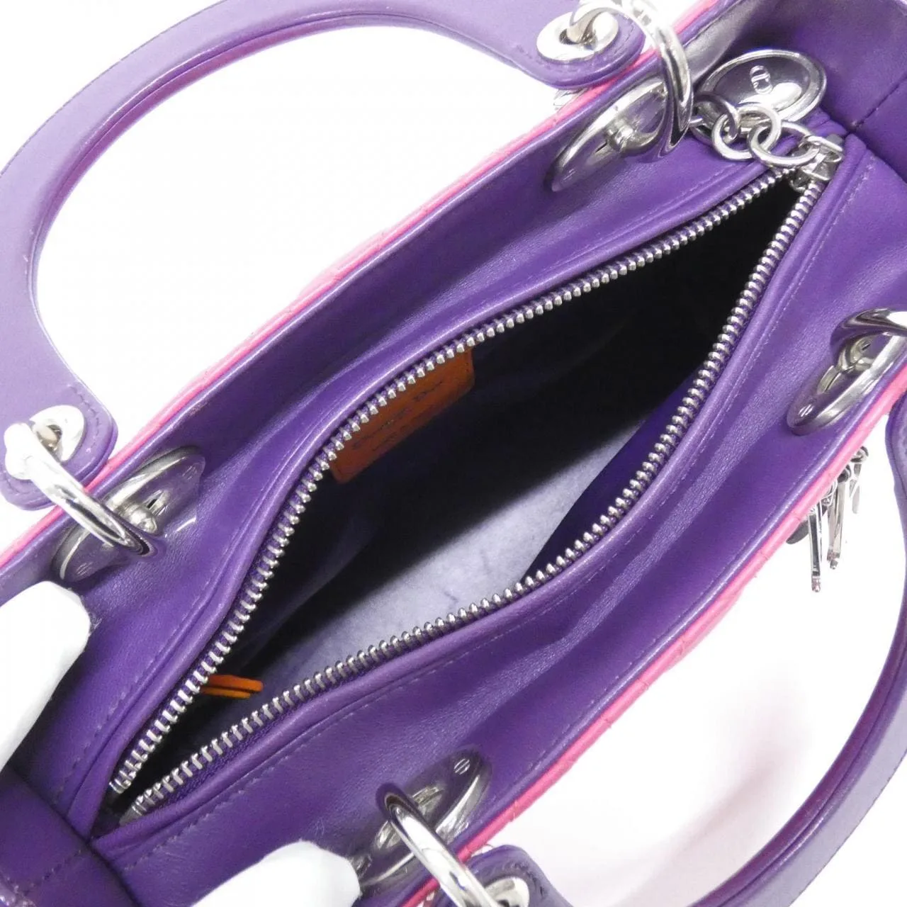 DIOR Lady Dior M0550PTRI 手提包 羊皮 橙色 羊皮 中古品A - 縮圖 9