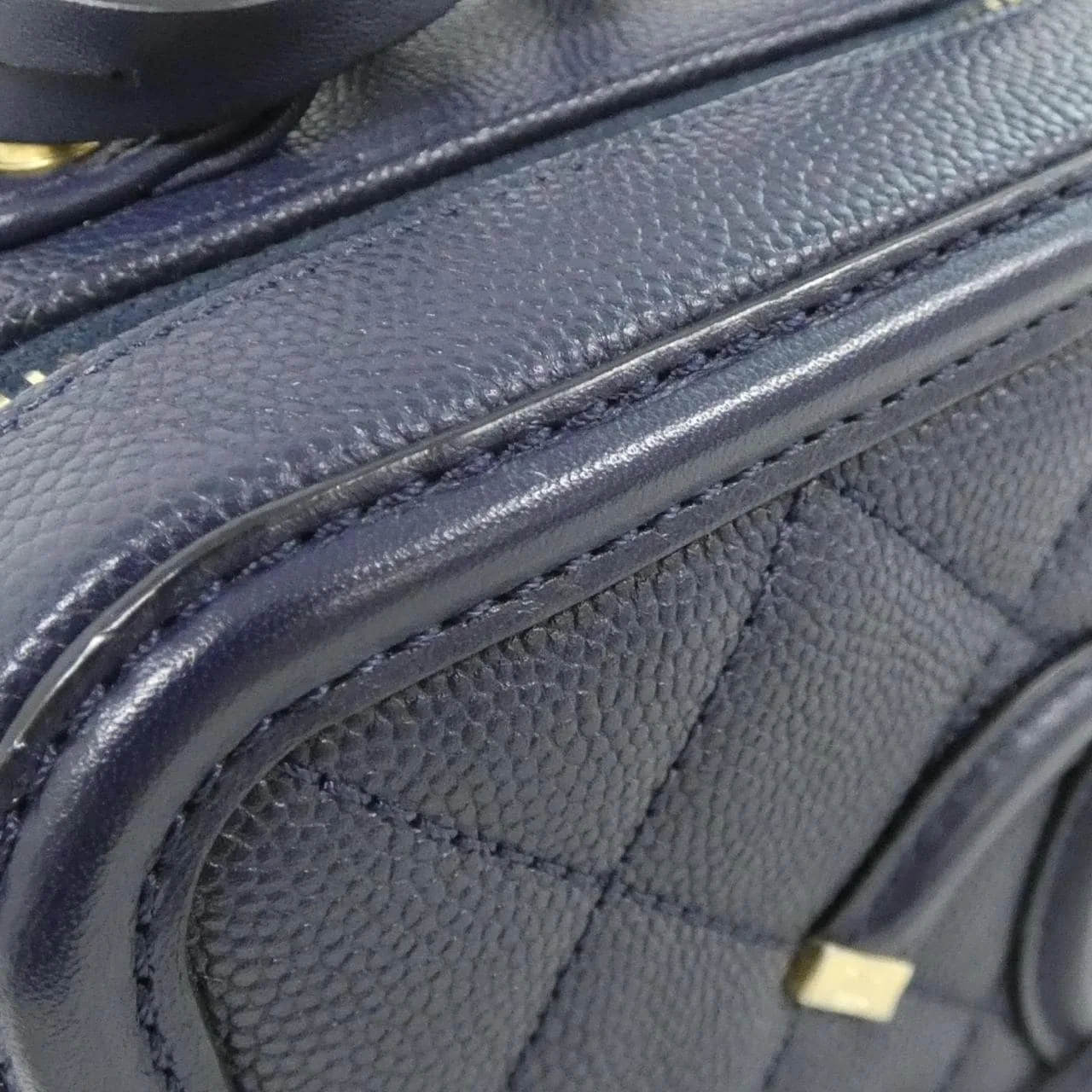 CHANEL 93342 Handbag Grained Calfskin 深藍色 荔枝紋牛皮 中古品A - 縮圖 5