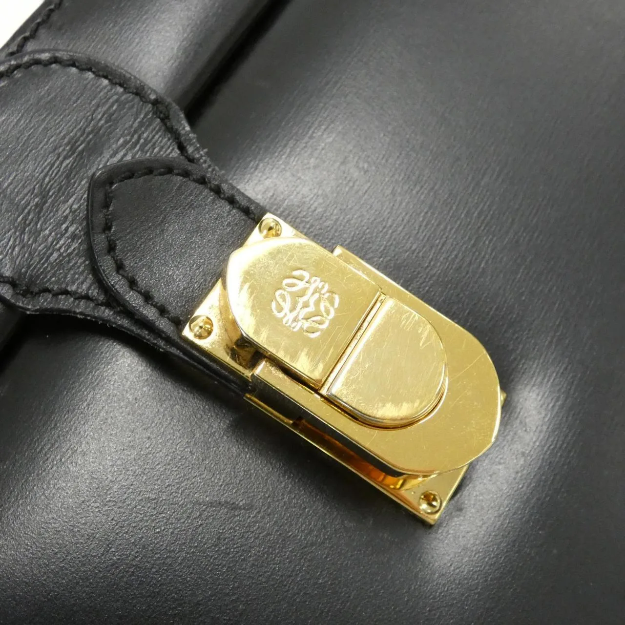 LOEWE 手提包 皮革 深藍色 皮革 中古品A - 縮圖 6