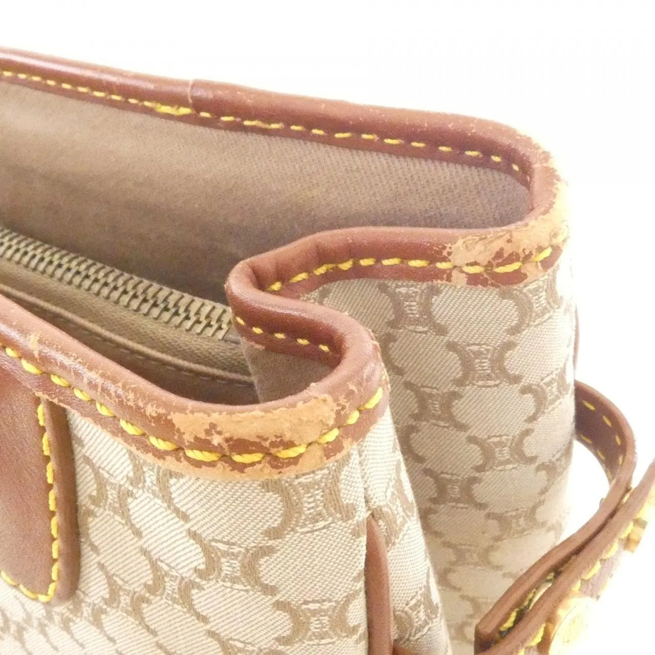 CELINE 手提包 帆布 米色 帆布 中古品B - 縮圖 3