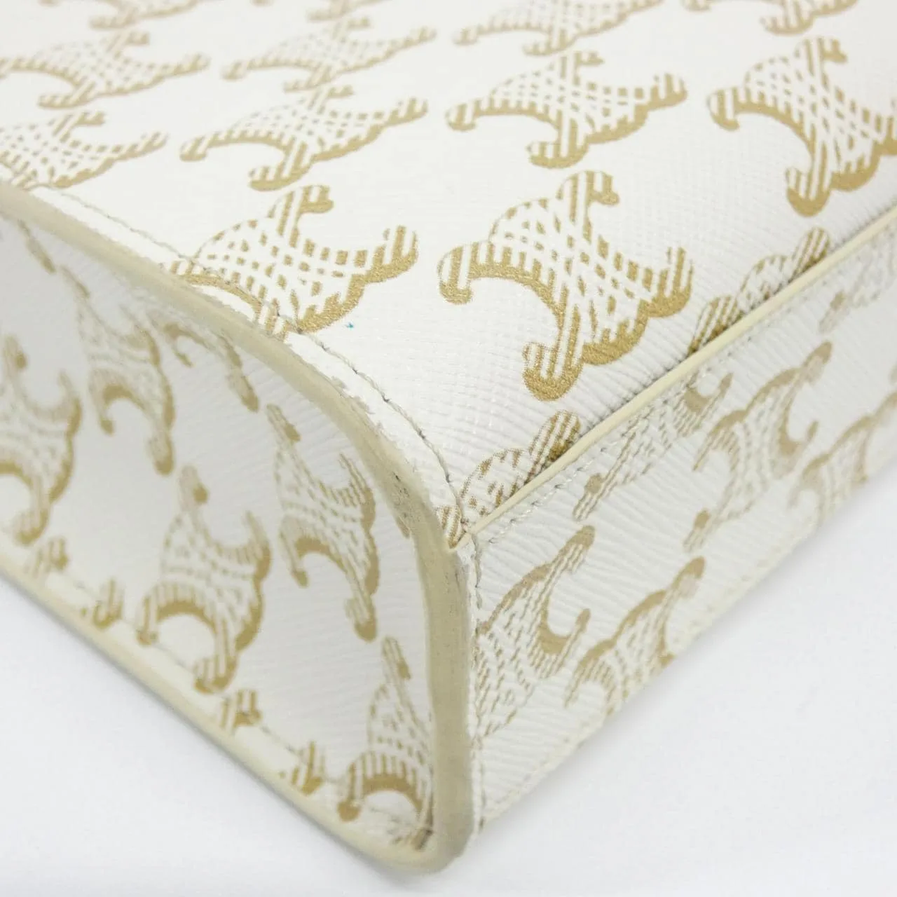 CELINE Cabas 194372BZK Handbag Canvas 白色 帆布 中古品A - 縮圖 3