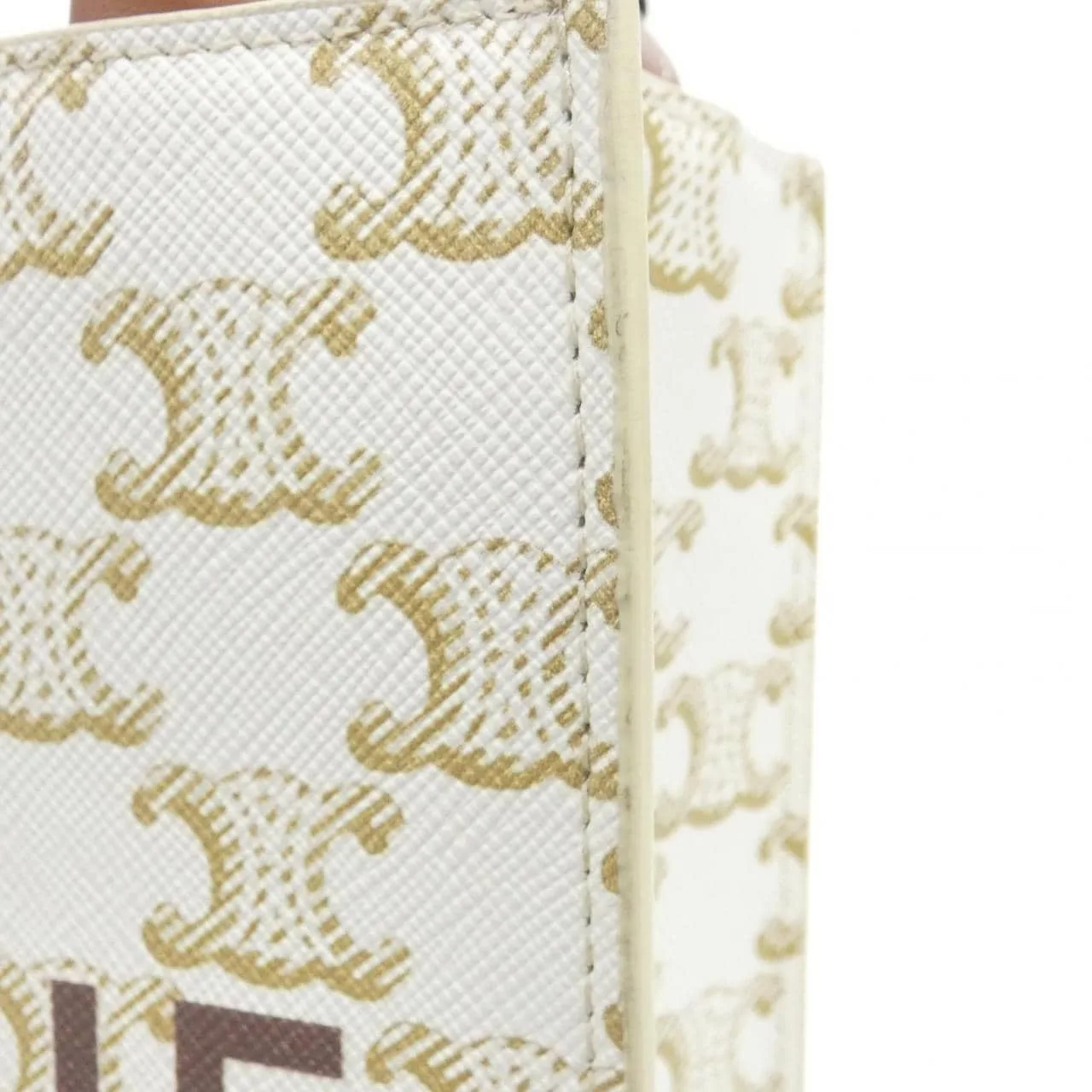 CELINE Cabas 194372BZK Handbag Canvas 白色 帆布 中古品A - 縮圖 5