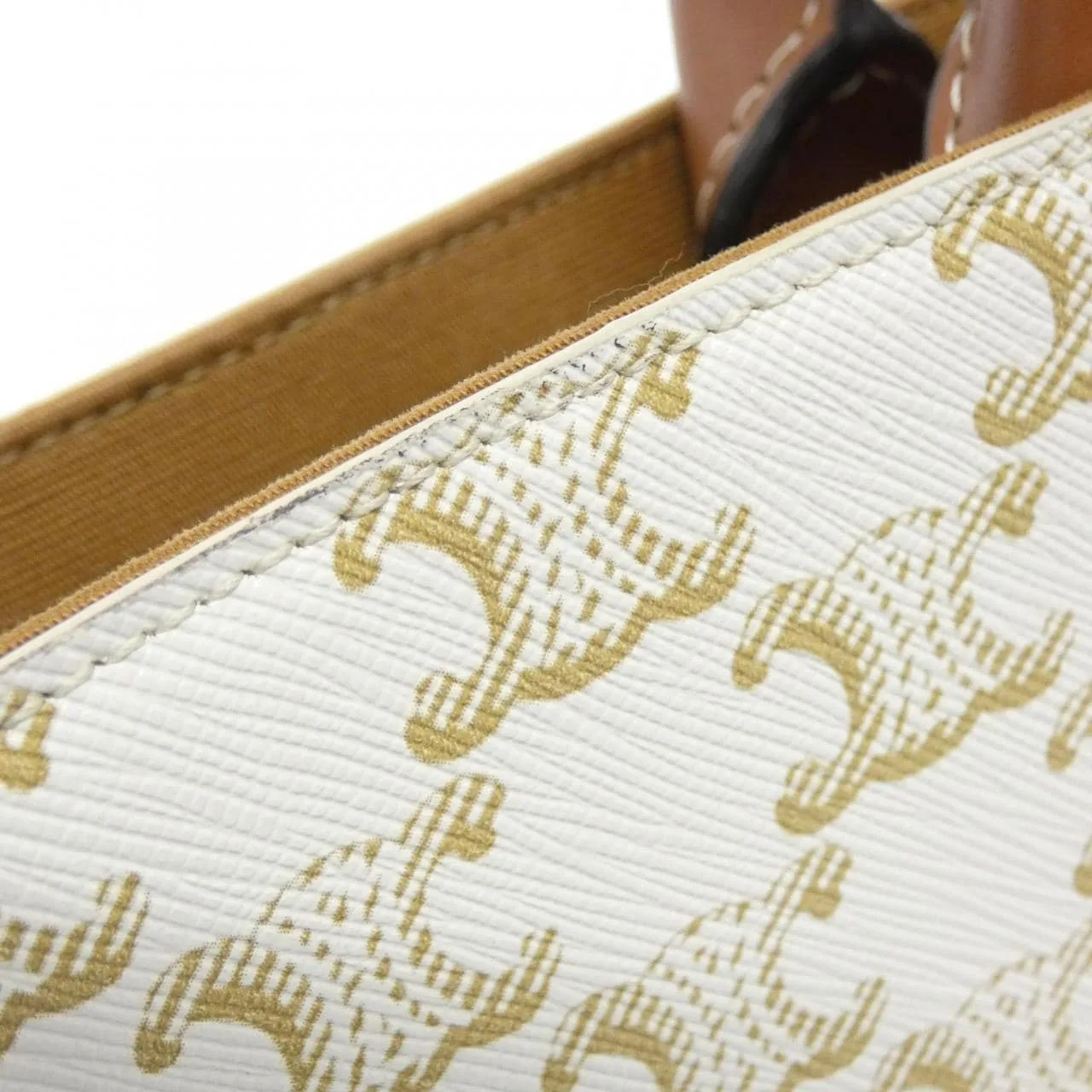 CELINE Cabas 194372BZK Handbag Canvas 白色 帆布 中古品A - 縮圖 6