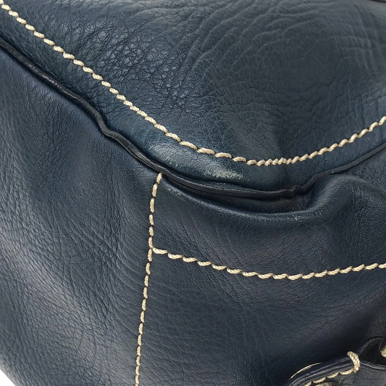 CELINE Boogie 手提包 皮革 藍色 皮革 中古品B - 縮圖 3