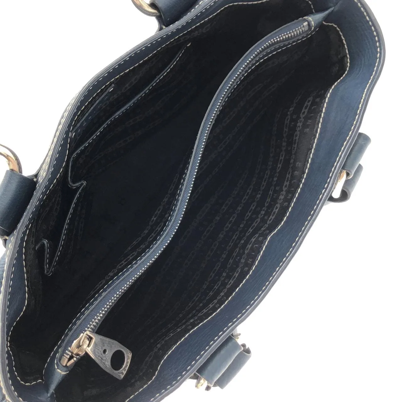 CELINE Boogie 手提包 皮革 藍色 皮革 中古品B - 縮圖 7