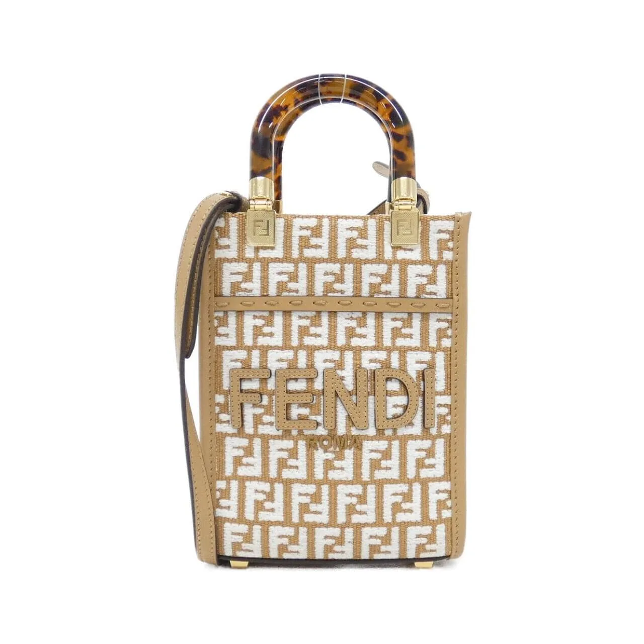 FENDI Sunshine Shopper 8BS051 AQ0X Handbag Canvas Black