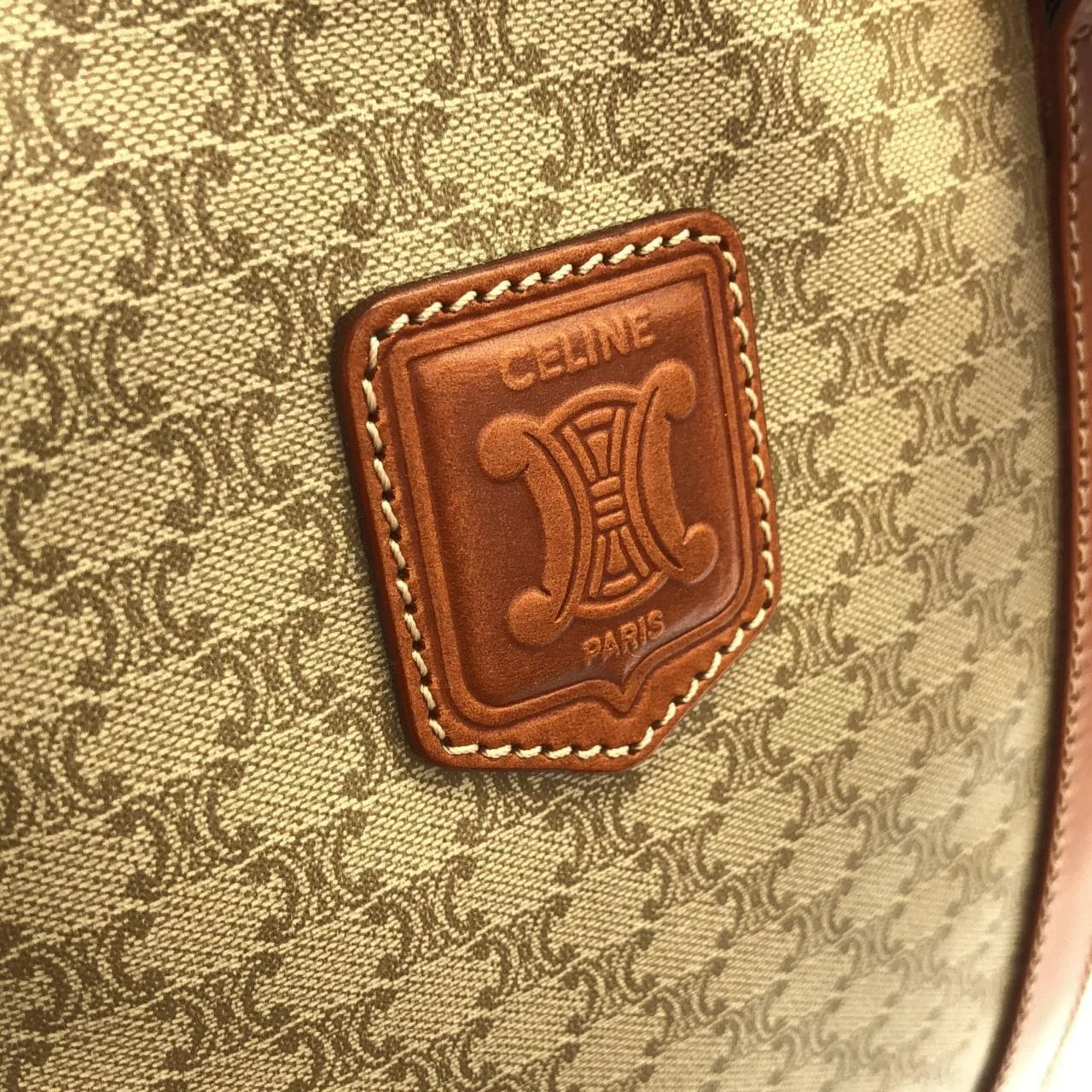 CELINE Handbag Canvas 米色 帆布 中古品B - 縮圖 4