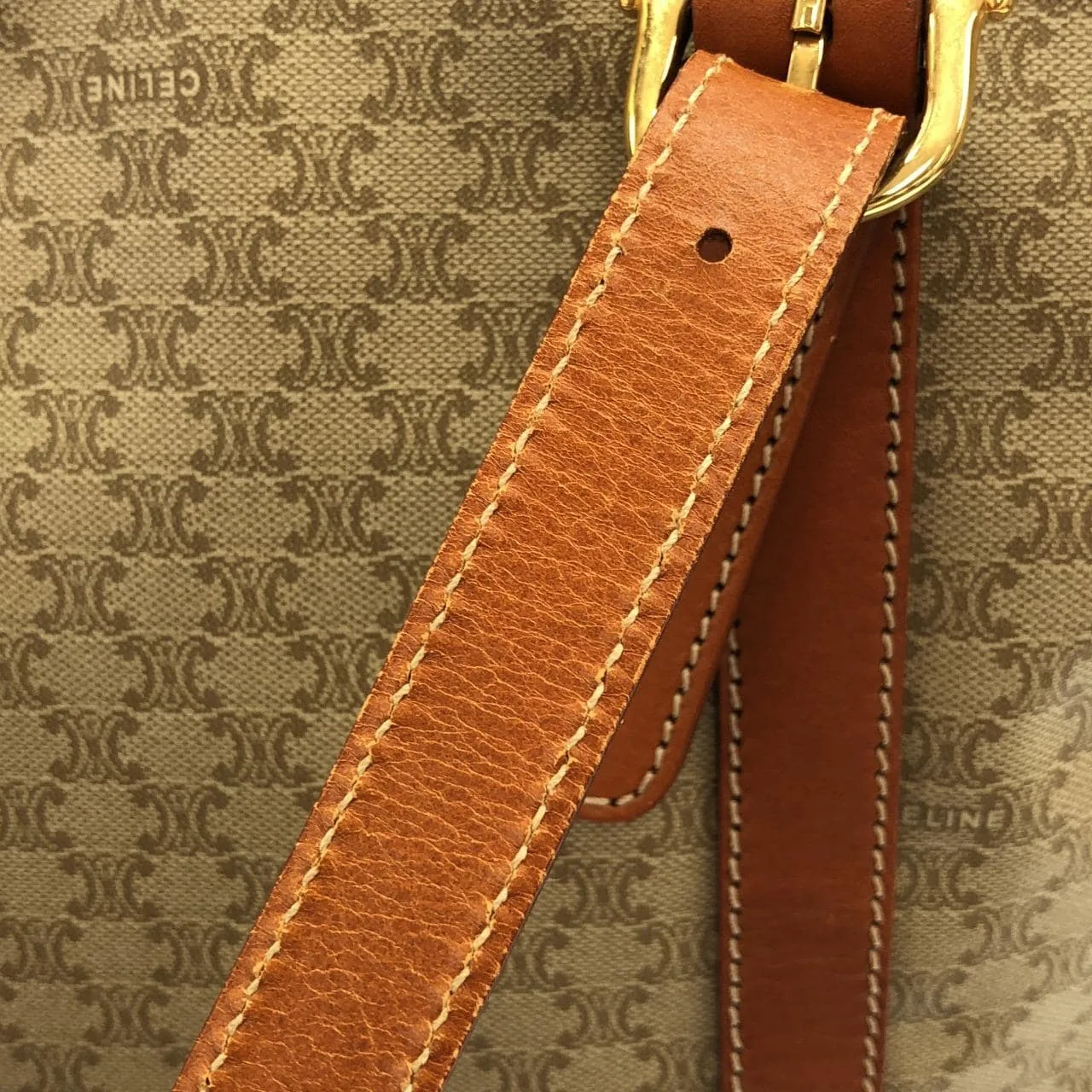 CELINE Handbag Canvas 米色 帆布 中古品B - 縮圖 7