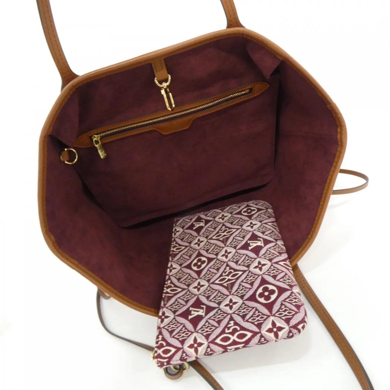 LOUIS VUITTON Neverfull M57273 Tote 酒紅色 中古品A - 縮圖 6