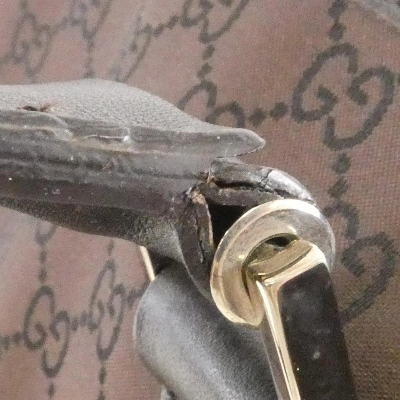 GUCCI 257304 Handbag Nylon 棕色 尼龍 中古品A - 縮圖 6