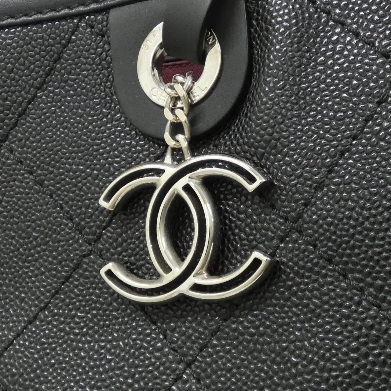 CHANEL Handbag Grained Calfskin Black Grained Calfskin Rank A - Thumbnail 4