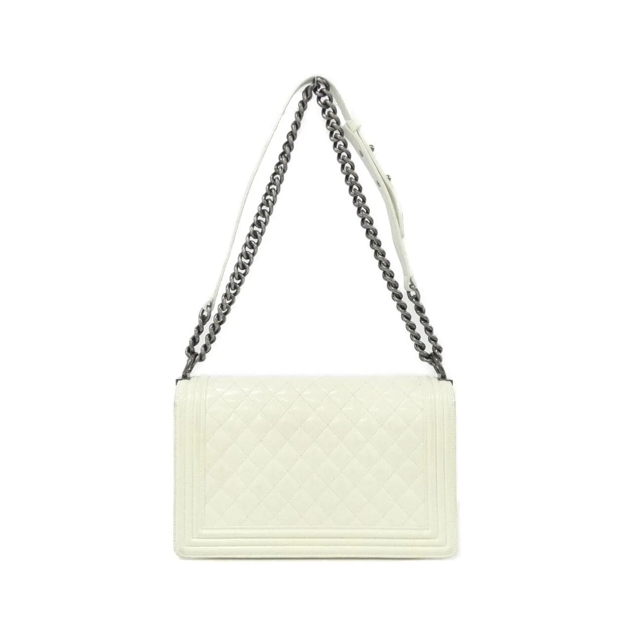 CHANEL Boy Chanel 92193 Shoulder Patent Leather 白色 漆皮 中古品B - 縮圖 2