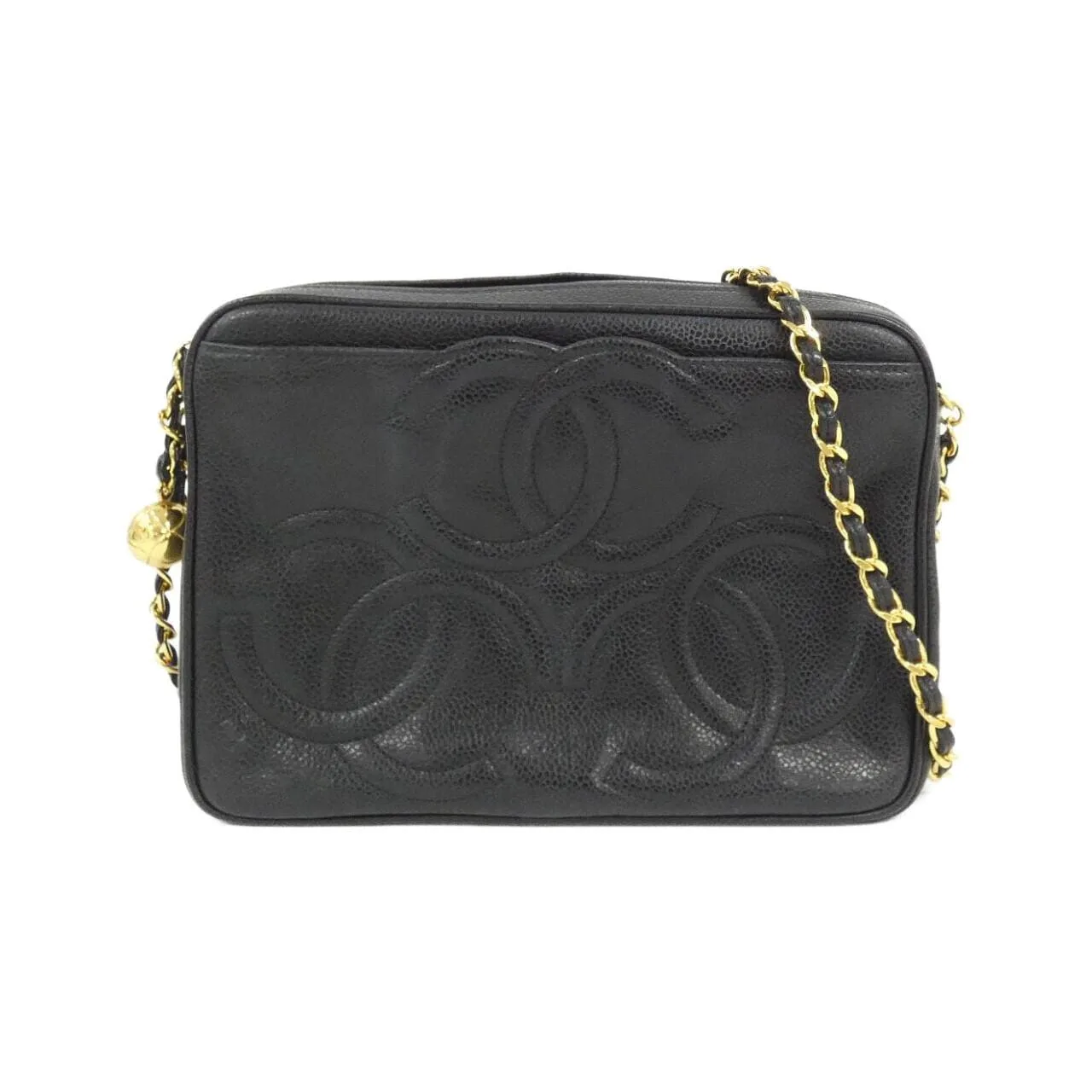 CHANEL Shoulder Caviar Leather Black