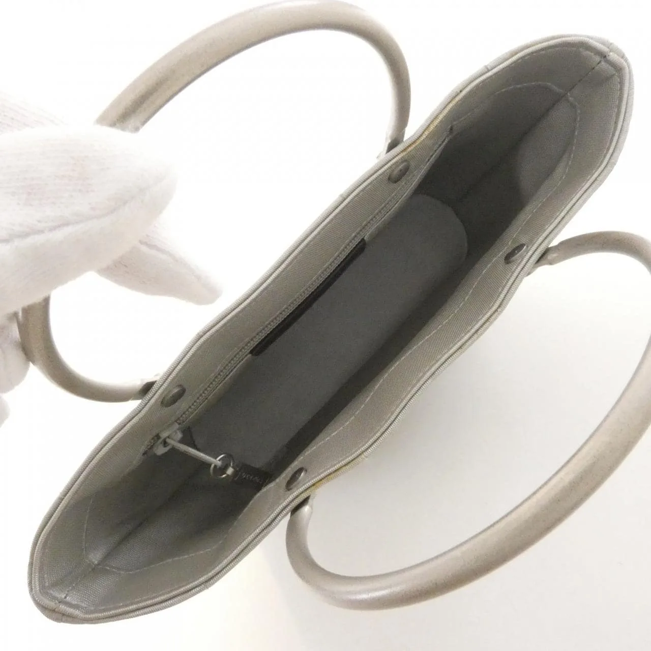 CHANEL Handbag Nylon Grey Nylon Rank B - Thumbnail 4