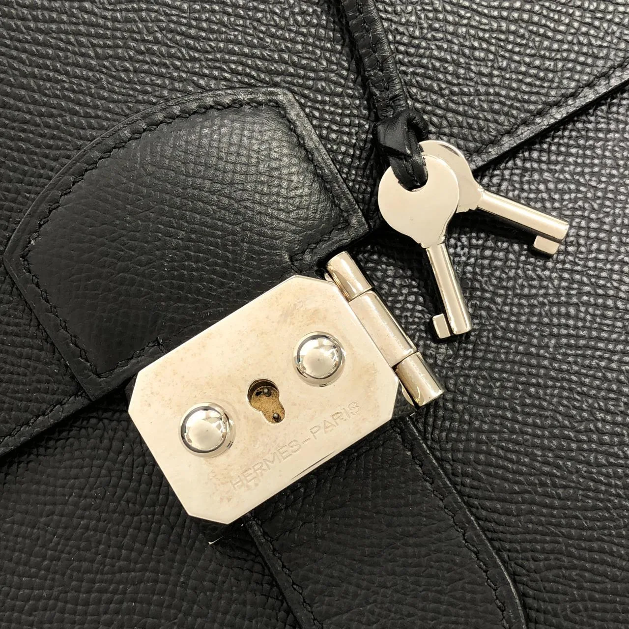 HERMES 043860CK Handbag Epsom Black Epsom Leather Rank A - Thumbnail 6