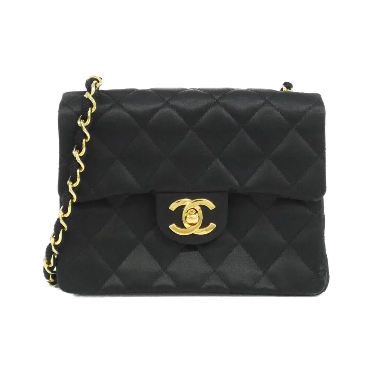 CHANEL Shoulder Satin Black