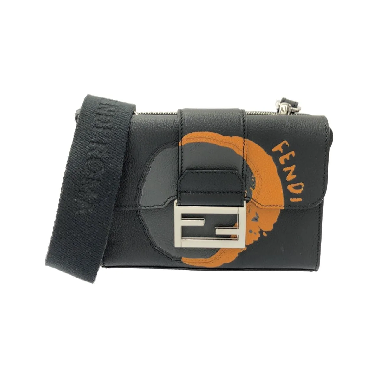 FENDI Baguette 7VA649 AVVD Shoulder Leather Silver