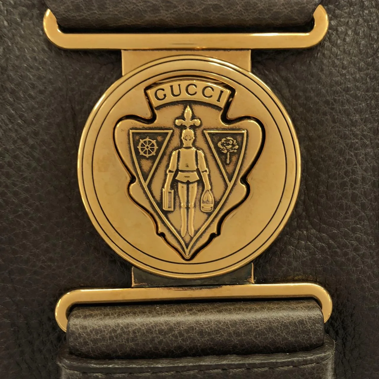 GUCCI 186235 Handbag Leather 灰色 皮革 中古品A - 縮圖 5