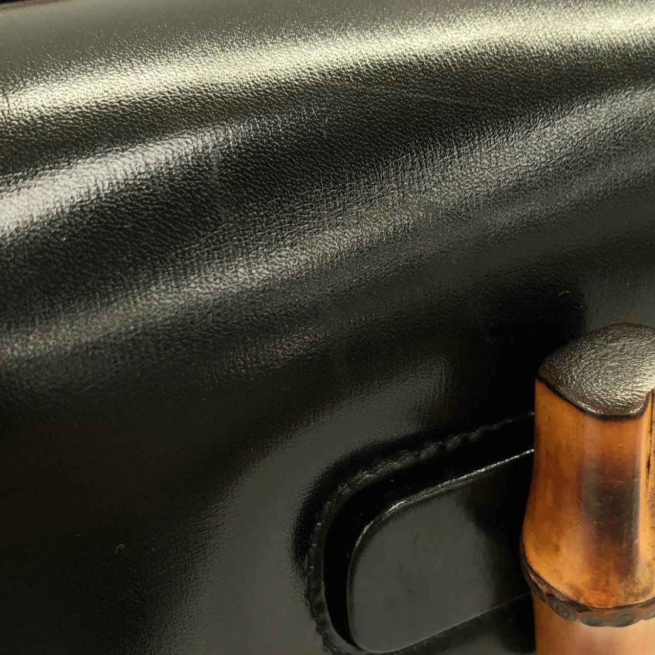 GUCCI 000 1951 Handbag Leather 黑色 皮革 中古品A - 縮圖 4