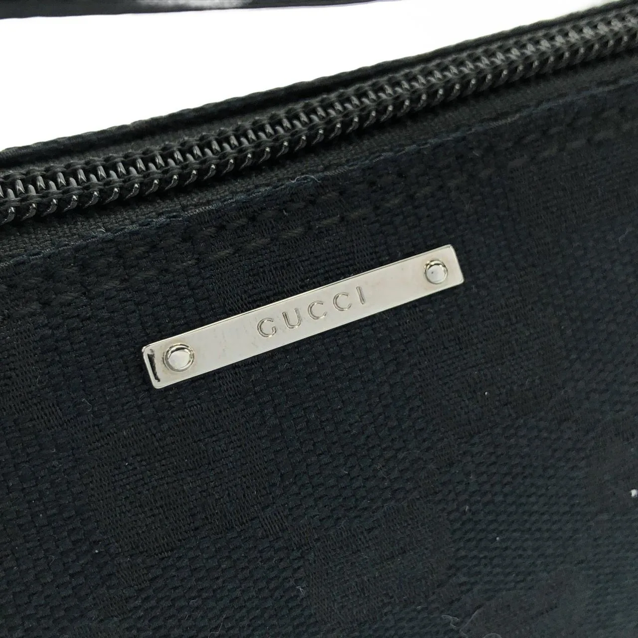 GUCCI 141809 Pouch Canvas 黑色 帆布 中古品A - 縮圖 4