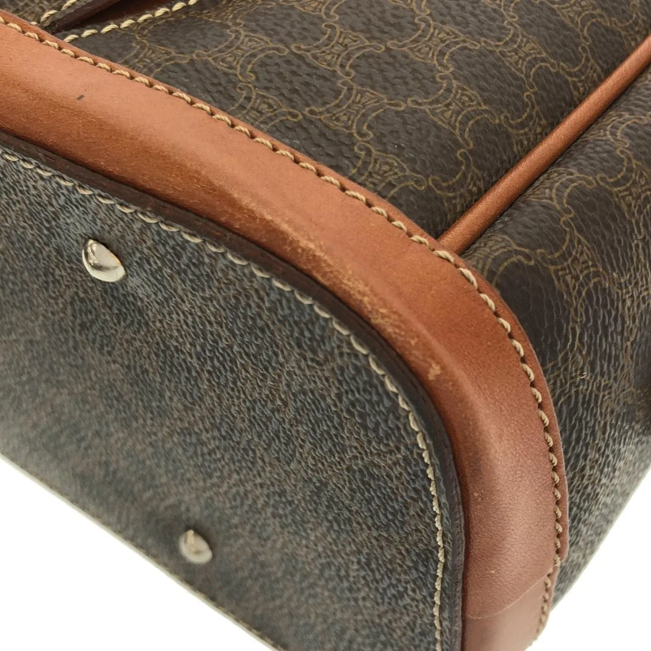 CELINE Handbag Canvas 棕色 帆布 中古品B - 縮圖 3