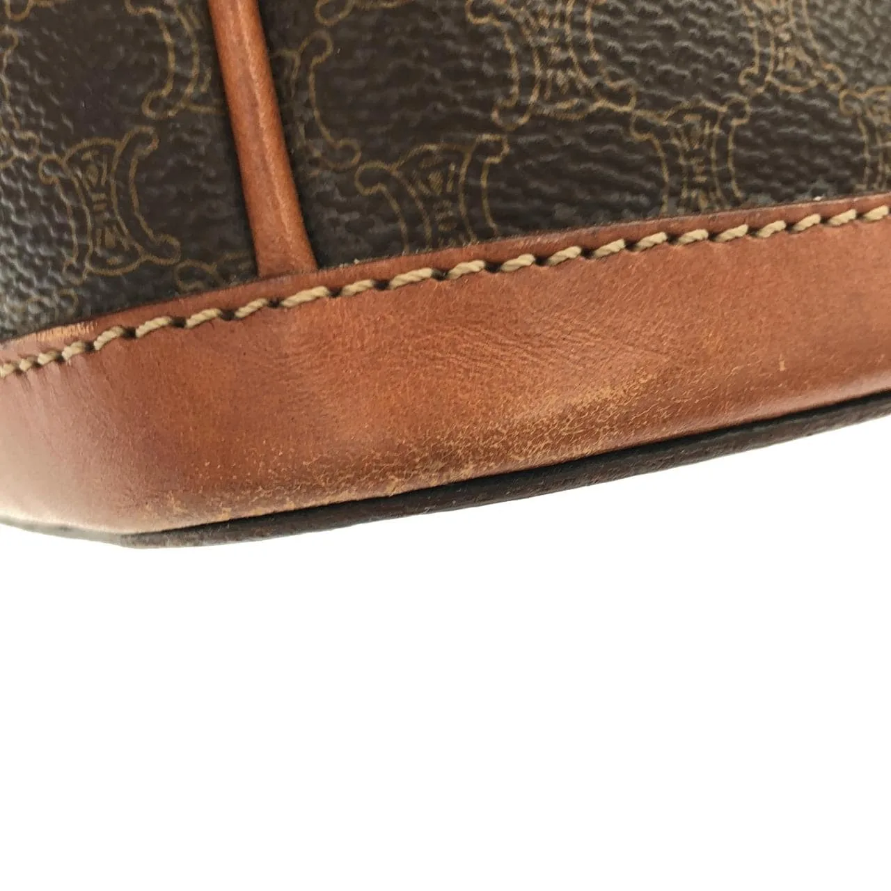 CELINE Handbag Canvas 棕色 帆布 中古品B - 縮圖 4