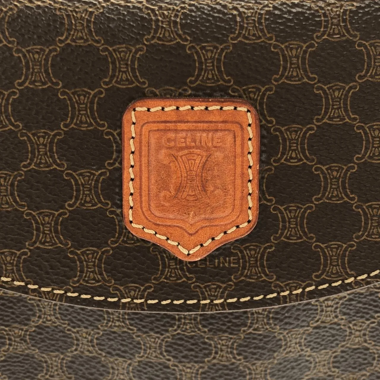 CELINE Handbag Canvas 棕色 帆布 中古品B - 縮圖 5