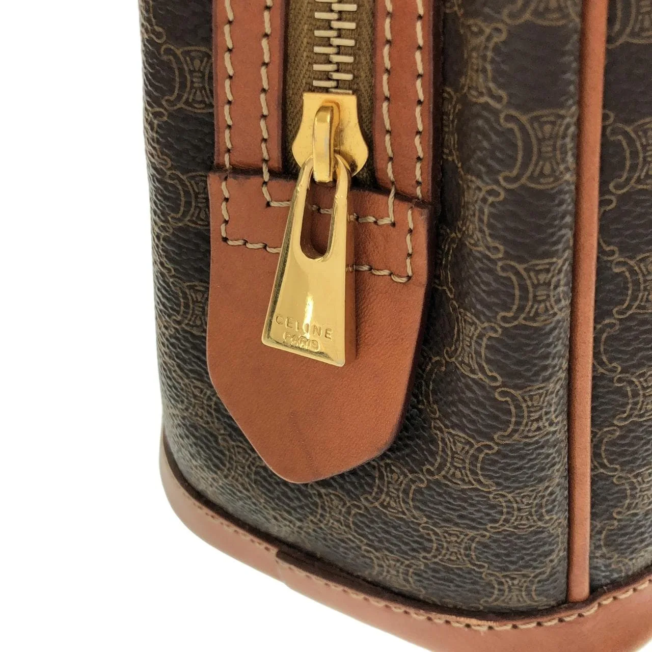 CELINE Handbag Canvas 棕色 帆布 中古品B - 縮圖 6