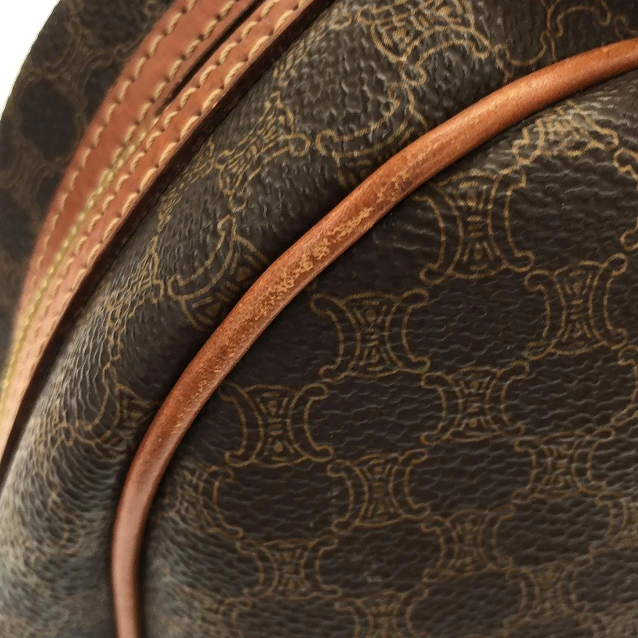 CELINE Handbag Canvas 棕色 帆布 中古品B - 縮圖 7