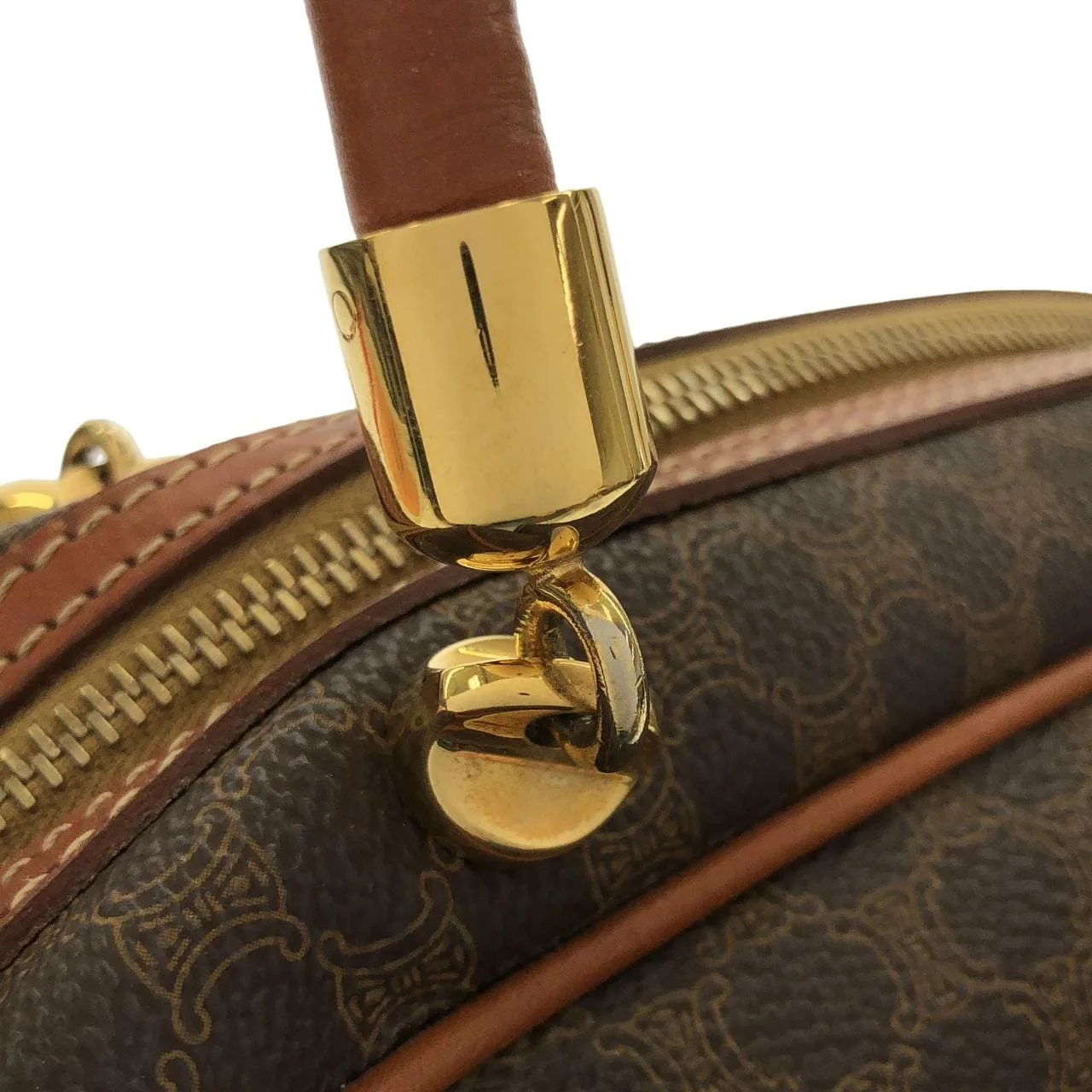 CELINE Handbag Canvas 棕色 帆布 中古品B - 縮圖 8